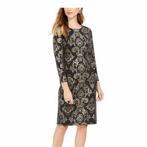 JESSICA HOWARD Gold 3/4 Sleeve Knee Length Dress
